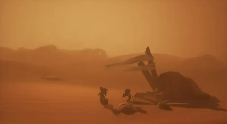 Explorando el área desértica en Necrópolis