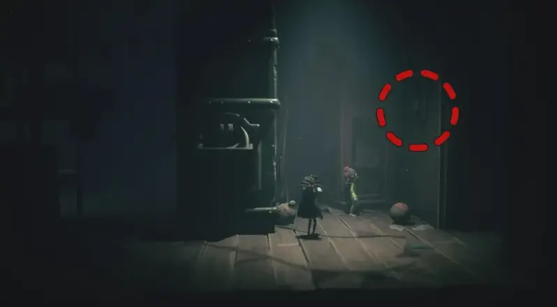 Tirer sur le bouton du mur pour effrayer le Nome