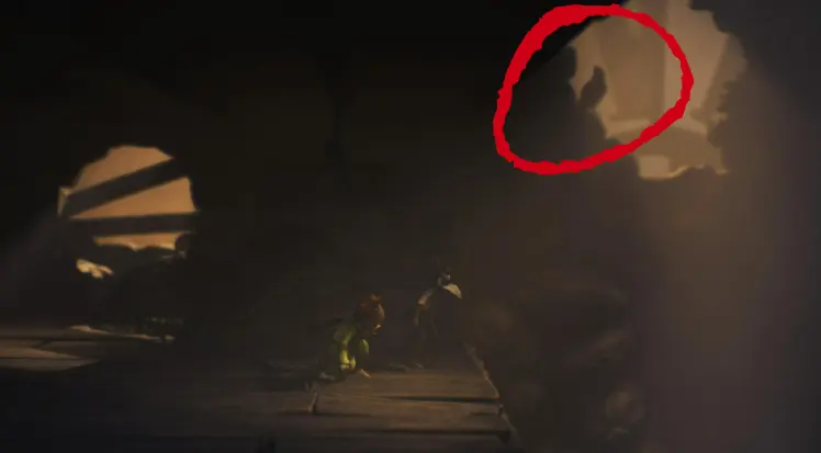 Ubicación del sexto cuervo después de que el bebé gigante rompa la pared en Little Nightmares 3